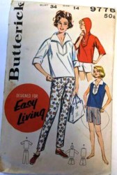 9778 Butterick Retro Original 1950s  Cigarette Pants, Jamaica Shorts,  Blouse, Hoodie Pattern 12 Uncut